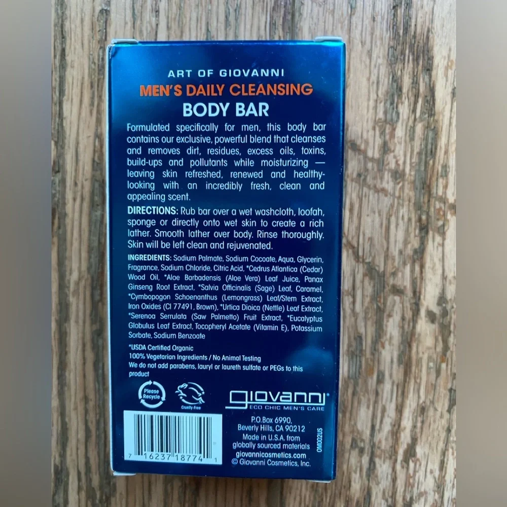 Art of Giovanni for Men  daily cleansing body bar with Ginseng and Eucalyptus